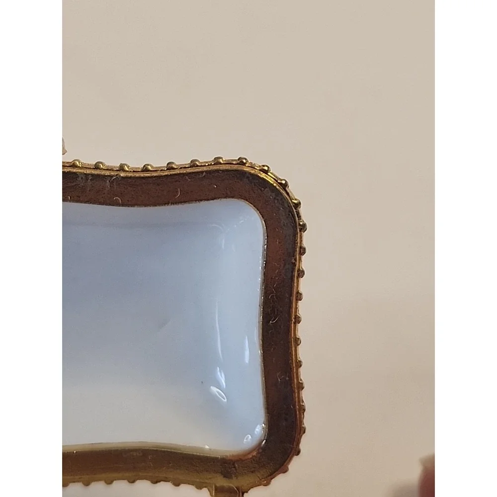 Imperial‎ Porcelain Trinket Box White, Goldtone & Floral Psalm 46:1 Bible Verse